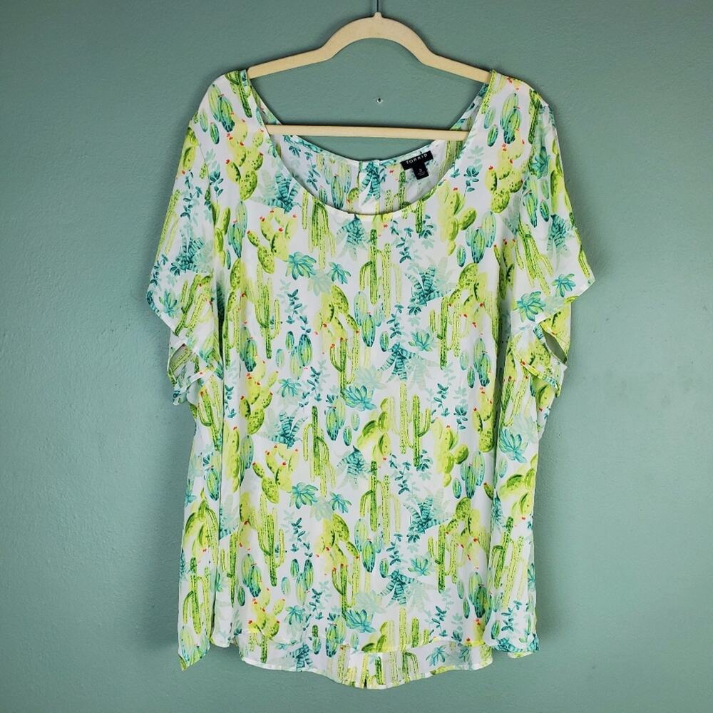 Torrid Women's Abbey White Cactus Georgette Short Sleeve Blouse Size 3